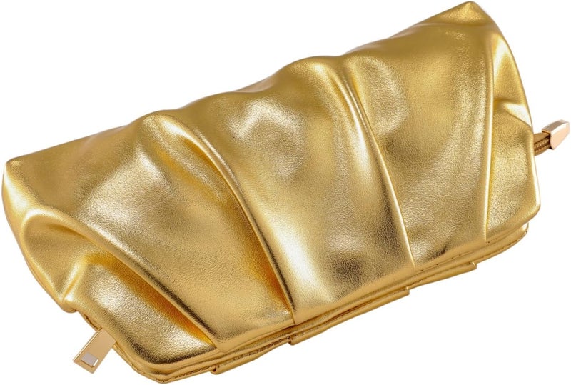 FanChris Evening Bag for Women Ruched Clutch Purse Detachable Metal Chain Crossbody Bag - Image 3
